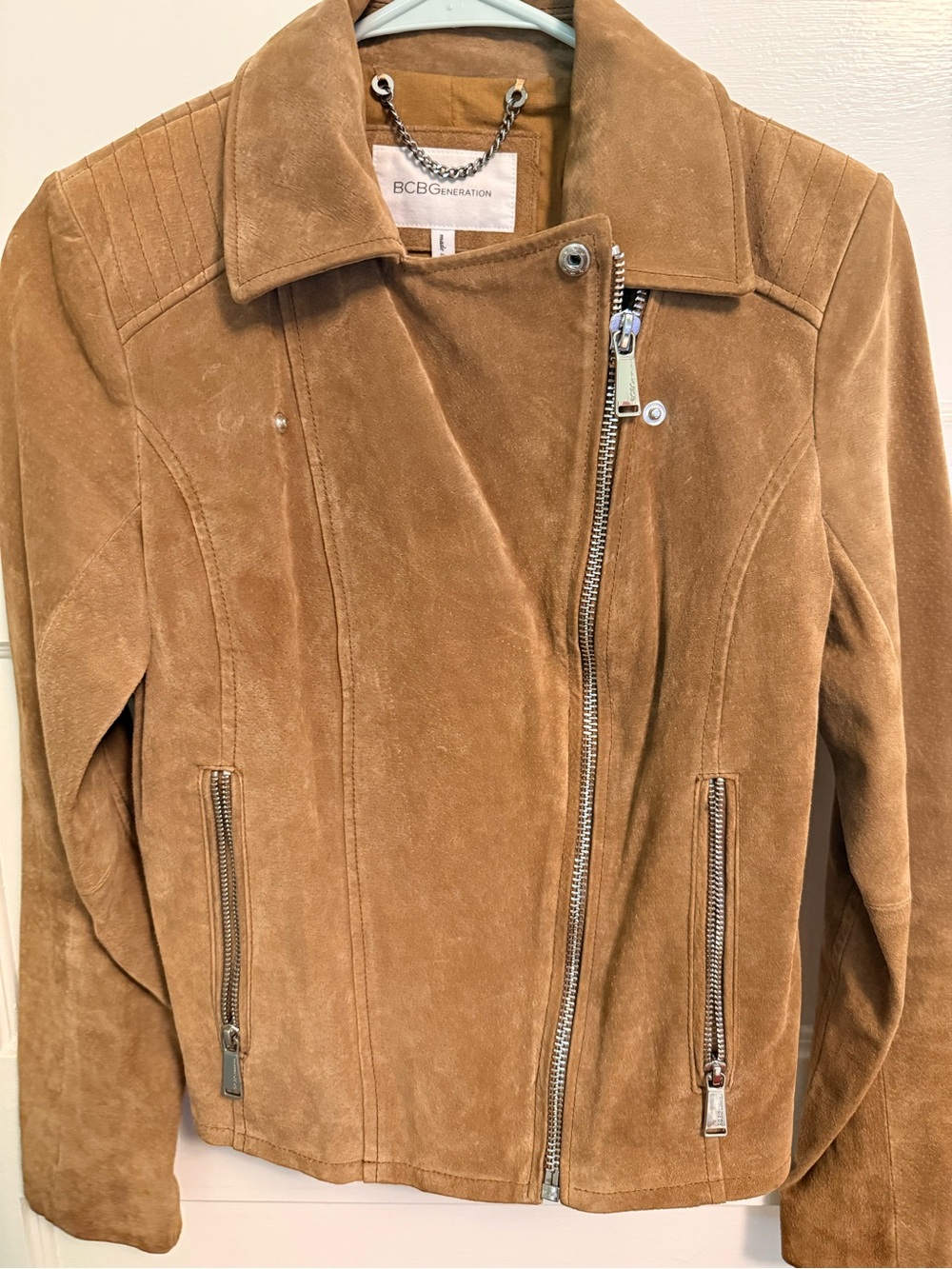 BCBGeneration Women's Brown Suede Moto Jacket - Picture 4 of 6
